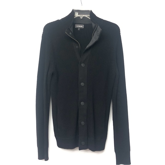 Men's Express Black Knit Cardigan - Picture 16 of 16